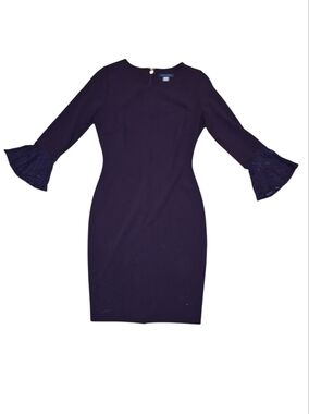 Tommy Hilfiger Purple Sheath Dress with Lace Bell Sleeves